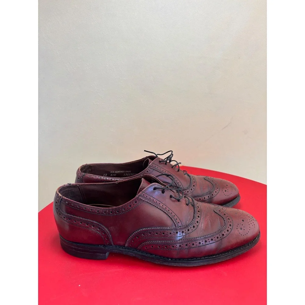 Vintage Mens Burgundy Leather Wingtip Oxford Brogue Dress Shoes Cat's Paw 12 B/C